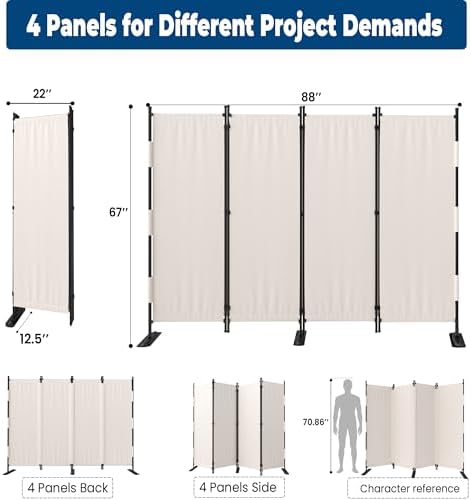 Room Divider, 4 Panel Upgraded 88” Folding Screen Highly Secretive - Image 5