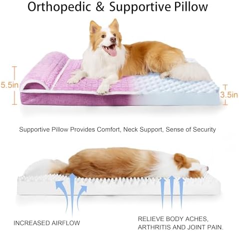 Orthopedic Large Dog Bed Pillow Pet Sofa Bed 56''X40'' Lilac - Image 6