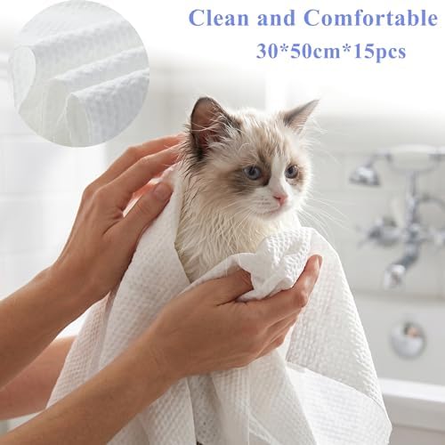 15-Pack Disposable Pet Bath Towels, Dog Drying Towels - Image 4