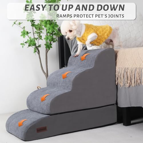 4-Step Dog Stairs and Ramp for Beds or Couch, Pet Steps for Dogs and Cats - Image 6