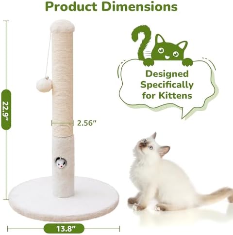 Woochpet Funny Cat Scratching Posts Sturdy Scratcher Posts 23'' Off White - Image 2