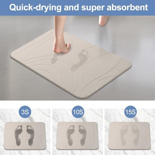 Stone Bath Mat, 2 Pack Diatomaceous Earth Shower Mat, Non-Slip Super Absorbent - Image 4