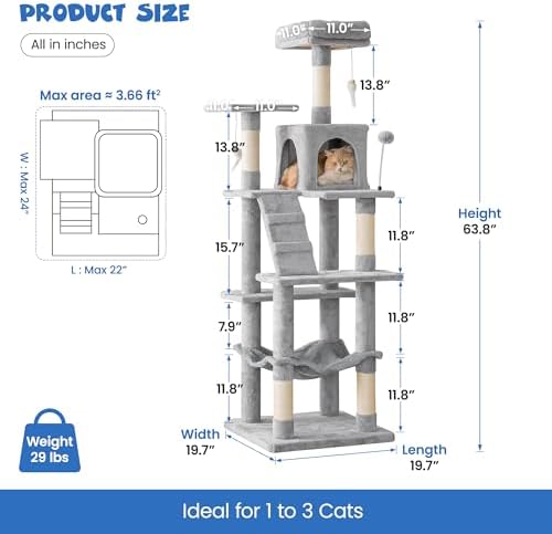 MWPO 63.8 inches Multi-Level Cat Tree - Image 6