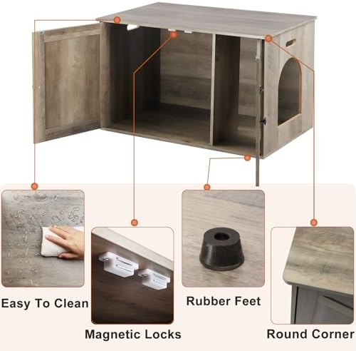 Timberer Cat Litter Box Enclosure, Hidden Litter Box Furniture - Image 5