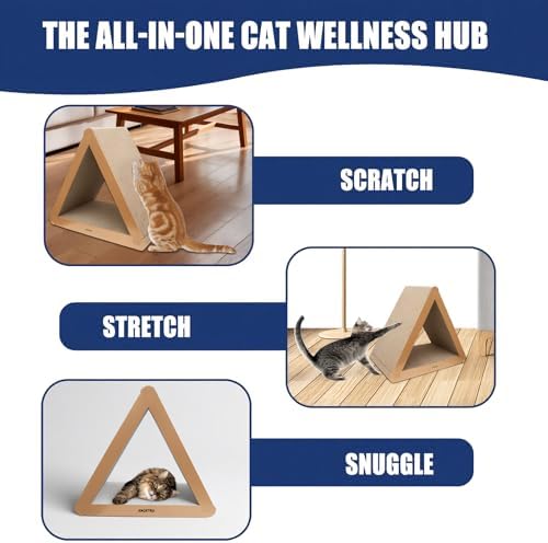 3 Pack Cardboard Cat Scratcher & Scratch Pad, Buildable Triangle Cat House w/ - Image 6