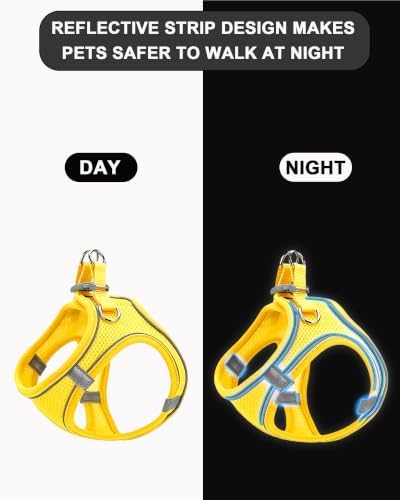 XXS Yellow Soft Mesh Dog Harness and Leash Set, No Escape Puppy Harnesses - Image 4