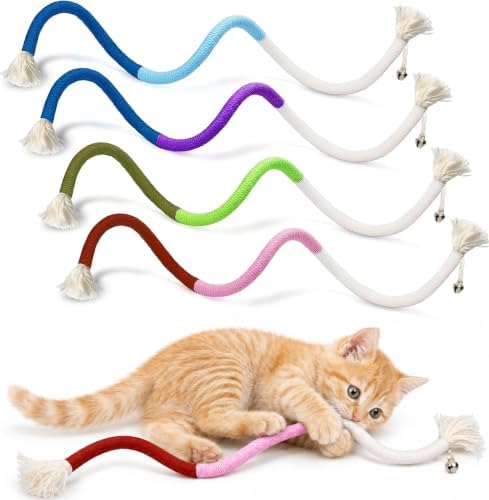 4-Pack Cat Toys for Indoor Cats, Woven Cotton Rope Toys by YULOYI