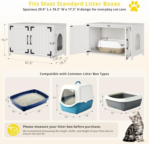 IRONCK 31.5 in Wooden Cat Litter Box Enclosure - Image 3