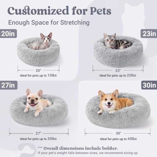 rabbitgoo Calming Cat Beds for Indoor Cats, 30 inches, Light Grey - Image 5