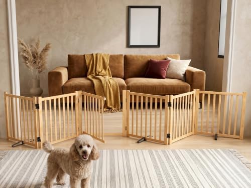 Wooden Freestanding Folding Dog Gate Indoor by Oapety