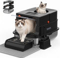 Large Cat Litter Box Front Entry Top Exit Kitty Litter Box Black by TEKEPL