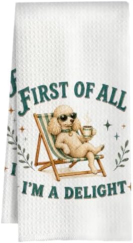 Poodle Kitchen Towel, Cute Dog Hand Towel, Funny Dog Lover Gift by Huastatewolf