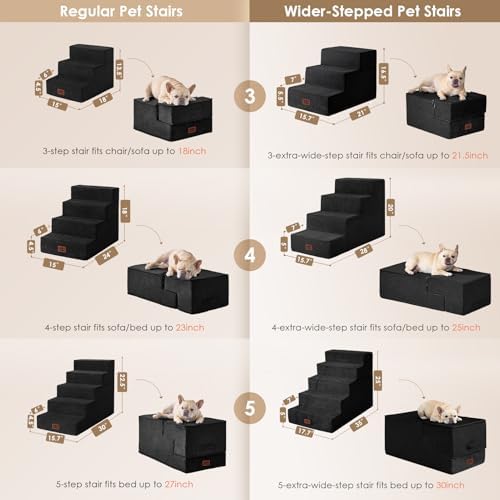 EHEYCIGA Dog Stairs for High Bed 25" H, Extra Wide Dog 5-Step - Image 4