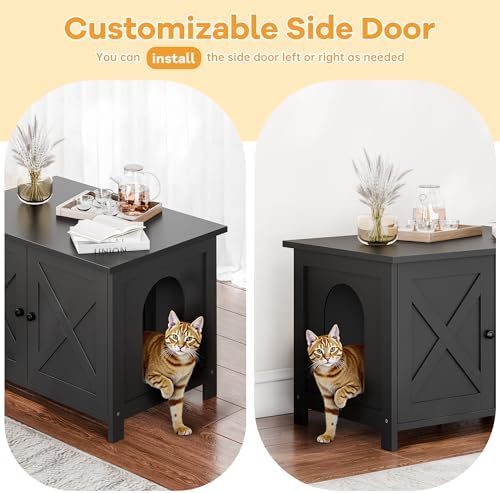 Shintenchi Cat Litter Box Enclosure, Litter Box Furniture Cabinet Hidden - Image 5