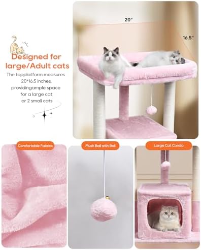 SYANDLVY Pink Cat Tree for Indoor Cats Large Adult - Image 4
