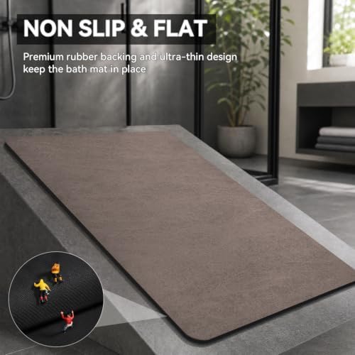 MontVoo -Bath Mat Rug-Rubber Backing Non Slip Quick Dry Absorbent Thin Bathroom - Image 5