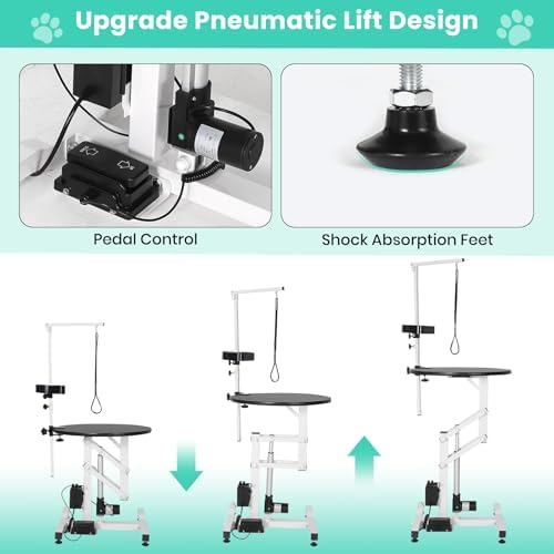 Electric Hydraulic Lift Dog Grooming Table – 24 Inch Rotating Desktop, Overhead - Image 2