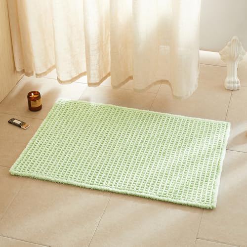TYUU Waffle Bath Mat, Boho Bathroom Rugs Non Slip, 36x24 Pale Green by TYUU