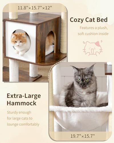 Heybly Cat Tree, 70.5" Wood Tall Cat Tower - Image 5