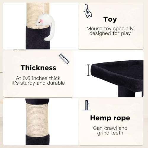 BestPet | 37" Cat Tree Tower | Dark Gray | Sturdy Multi-Level Cat Tree - Image 5