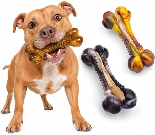 Dog Chew Toys for Aggressive Chewers, Durable Interactive Dog Bone Chew Toy to by Anoodi