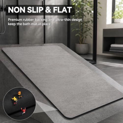 MontVoo -Bath Mat-Rubber Backing Non SlipThin Bathroom Rugs Fit Under Door- - Image 4