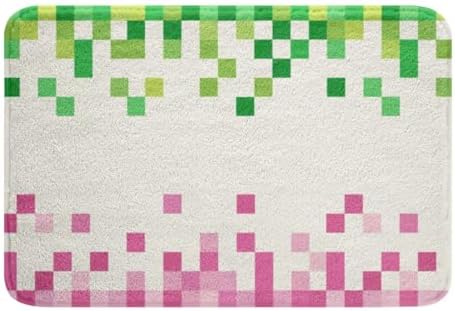 Pixelated Style Bathroom Rug, Geometric Camouflage Grid Non Slip Bath Mat - Image 3