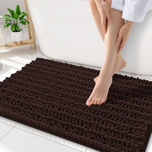 Smiry Bathroom Rugs 34X21, Extra Soft Rubber Backing Chenille Bath Mats by Smiry