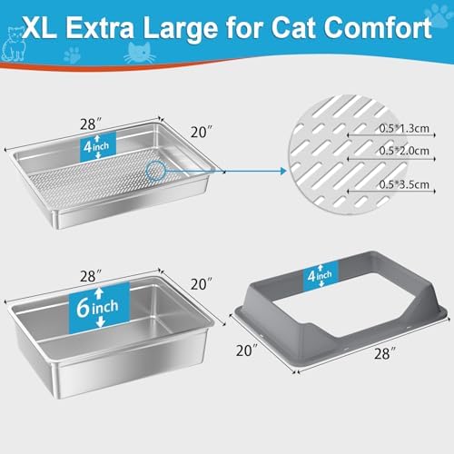 28''L×20''W×10''H XXXL Stainless Steel Sifting Litter Box - Image 6