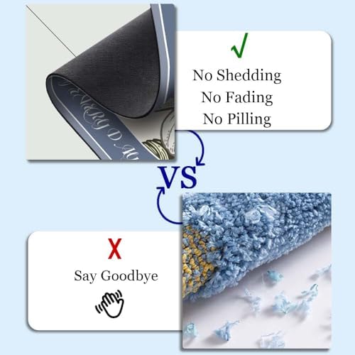 Blue and Gold Marble-Texture Super Absorbent Quick-Drying Bathroom Mat Rug - Image 4