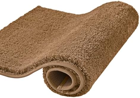 CozeCube Light Brown 36"x24" Shaggy Non Slip Soft Washable Bath Mat by CozeCube