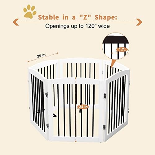 PUPETPO Freestanding Pet Gate for Dogs, Foldable Wooden Dog Gate for House - Image 5