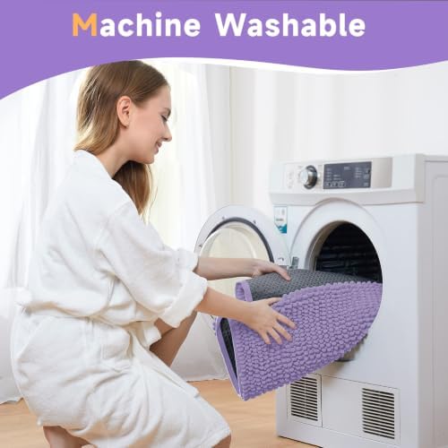 Ophanie Purple Toilet Rugs U-Shaped 24x20, Soft Chenille Contour Bath Mat - Image 6