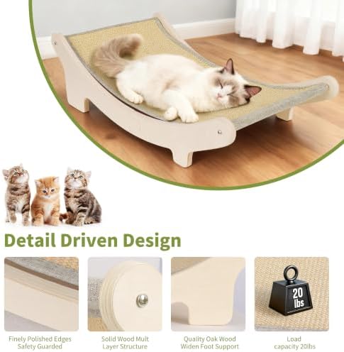 Sisal Cat Scratcher Bed for Indoor Cats, Upgraded Support Rods - Image 4