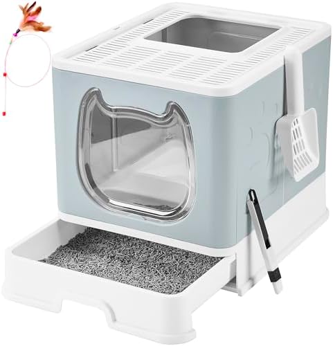 Gefryco Cat Litter Box with Lid, Top Entry Kitten Litter Box with Controlled by Gefryco