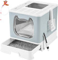 Gefryco Cat Litter Box with Lid, Top Entry Kitten Litter Box with Controlled by Gefryco