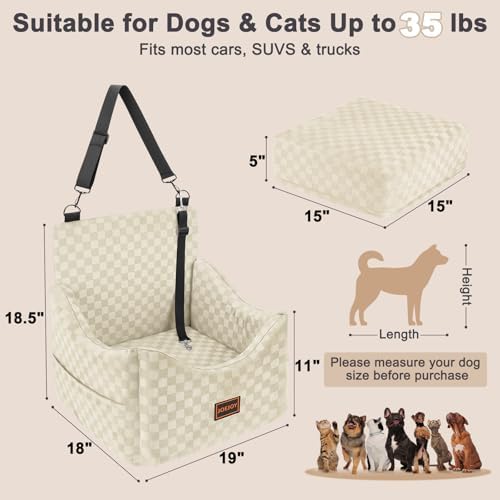 JOEJOY Elevated Dog Car Seat for Small/Medium Dogs up to 35 lbs, Memory Foam - Image 6