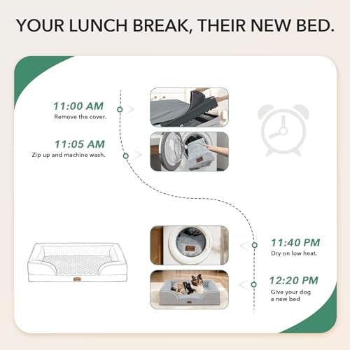 Orthopedic Dog Bed for Extra Large Dogs, Light Grey - Image 4