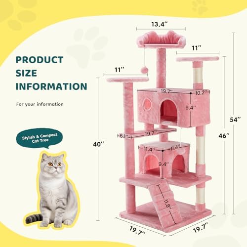 54 Inch Cat Tree Tower with Sisal Scratching Post - Image 6