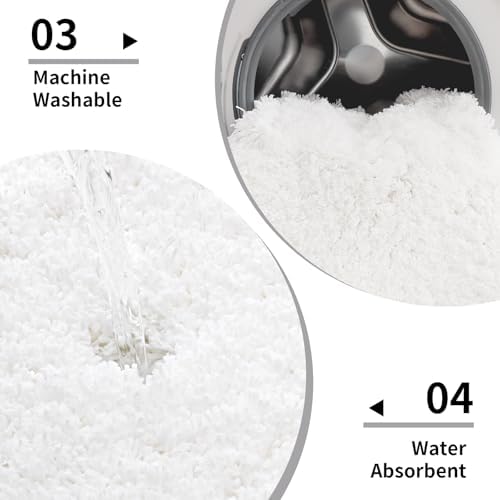 Disolla White Bathroom Rugs 24x36, Microfiber Non-Slip Plush Thick Bath Mat - Image 5