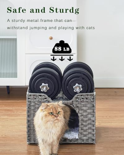 SETVSON Cat Beds Indoor Kitten House, Handwoven Rattan PE Cat Cave - Image 3