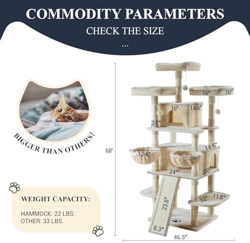 Allewie 68 Inches Cat Tree/House and Towers - Image 7