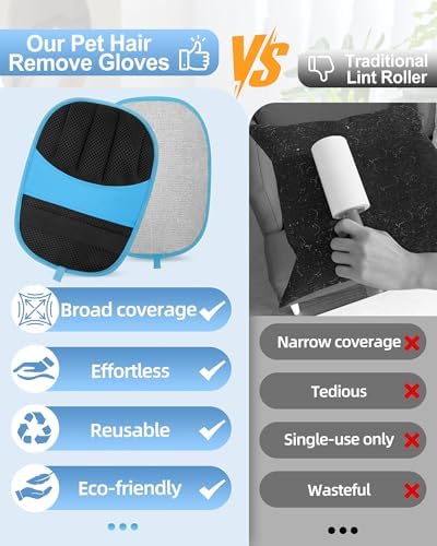 2 Pack Pet Hair Removal Glove, Five-Finger Tool - Image 5