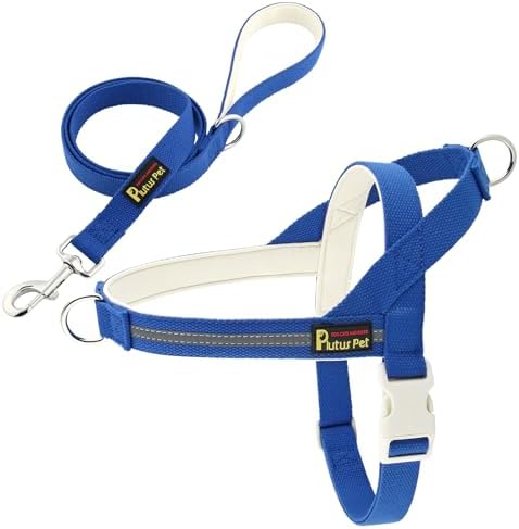 Plutus Pet Cotton Dog Harness and Leash Set, Reflective and Soft Padded by PLUTUSPET