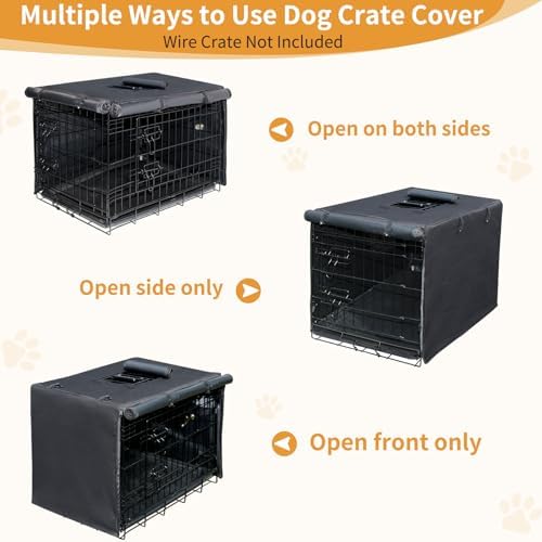 DONORO Dog Crate Cover 30 Inch Waterproof Pet Kennel Cover 600D Heavy Duty Dog - Image 5