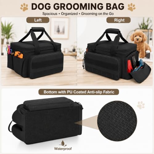 Canvas Dog Grooming Bag, 14-Inch Portable Dog Cat Tote Bag - Image 5