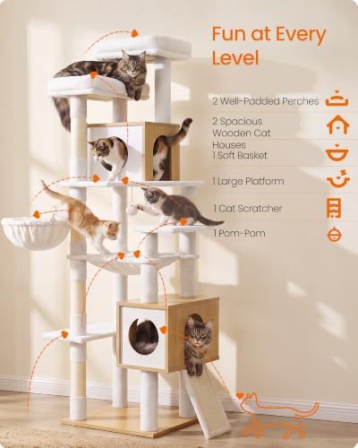 Feandrea Tall Cat Tree, 8-Tier Wood Tower - Image 3