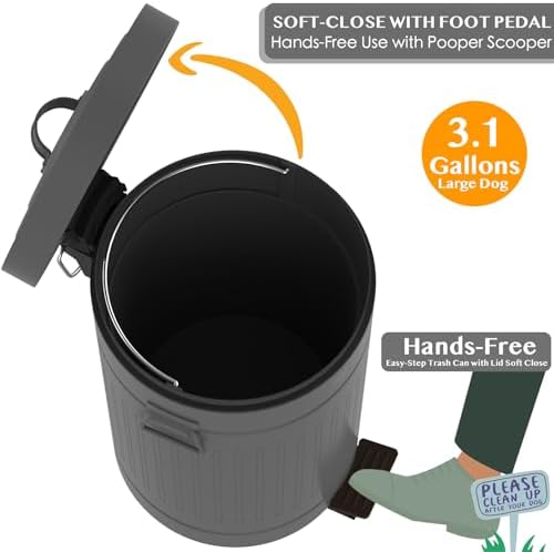 PAWZIDEA Dog Poop Trash Can Outside Odor Control, 3.1 Gallon, Waterproof - Image 5