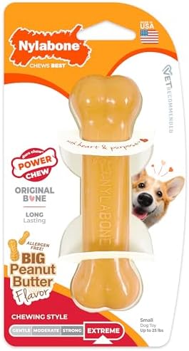 Nylabone Power Chew Original Bone Chew Toy, Peanut Butter Flavor by Nylabone