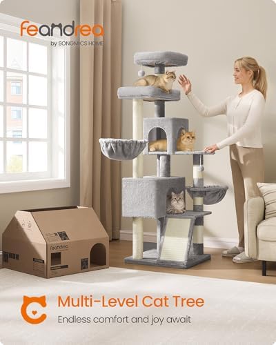 Feandrea Cat Tree, 68.5-in Tall Cat Tower, Dove Gray - Image 2